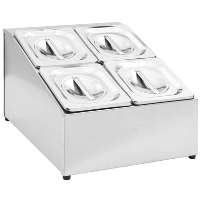 vidaXL Récipient Gastronorm avec 4 bacs GN 1/6 Acier inoxydable