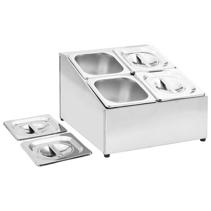 vidaXL Récipient Gastronorm avec 4 bacs GN 1/6 Acier inoxydable