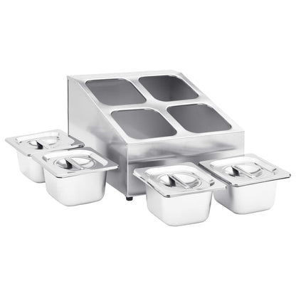 vidaXL Récipient Gastronorm avec 4 bacs GN 1/6 Acier inoxydable