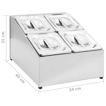 vidaXL Récipient Gastronorm avec 4 bacs GN 1/6 Acier inoxydable
