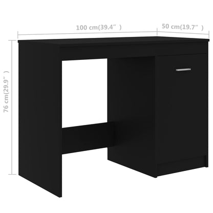 vidaXL Bureau Noir 100x50x76 cm Aggloméré