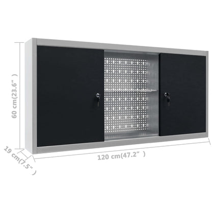vidaXL Établi avec 3 panneaux muraux et 1 armoire