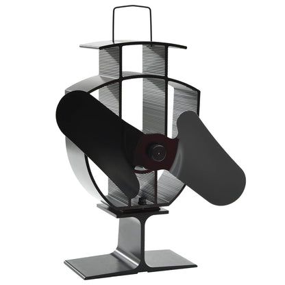 vidaXL Ventilateur de poêle alimenté par chaleur 2 pales Noir