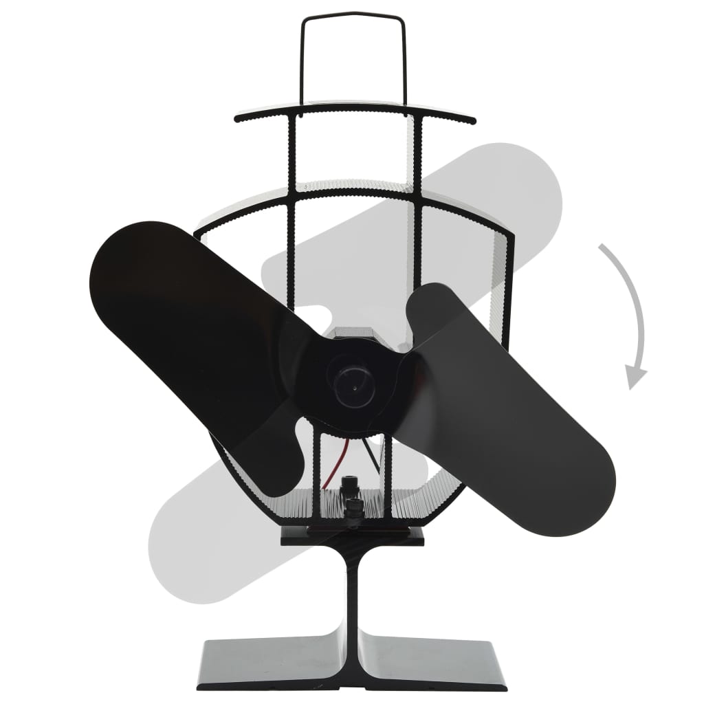 vidaXL Ventilateur de poêle alimenté par chaleur 2 pales Noir