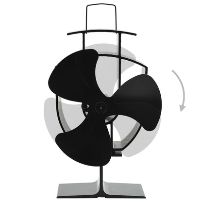 vidaXL Ventilateur de poêle alimenté par chaleur 3 pales Noir