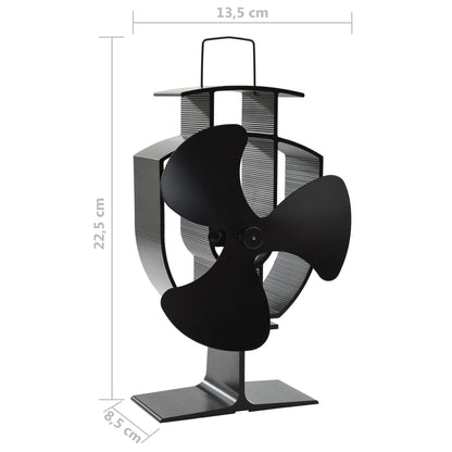 vidaXL Ventilateur de poêle alimenté par chaleur 3 pales Noir