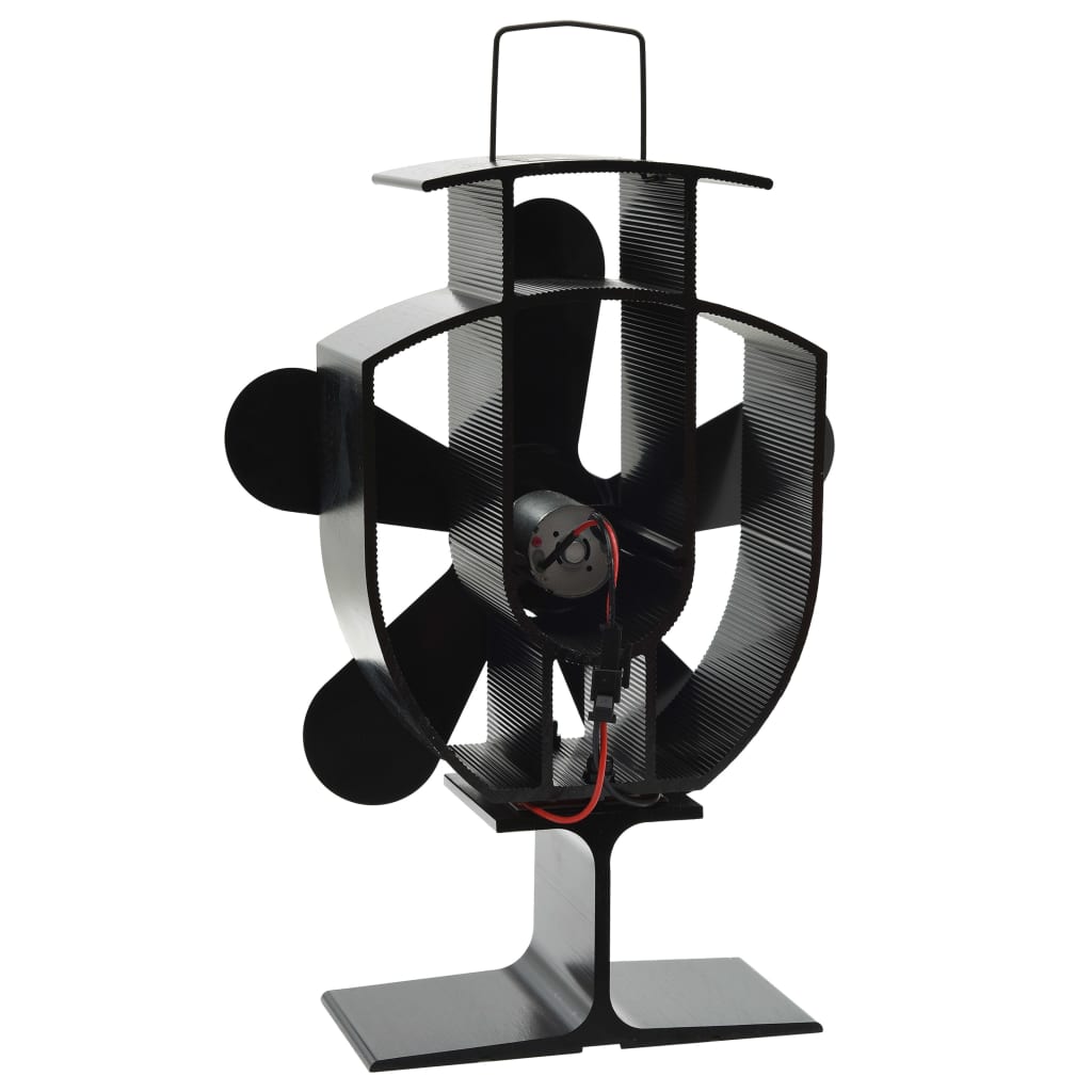 vidaXL Ventilateur de poêle alimenté par chaleur 5 pales Noir