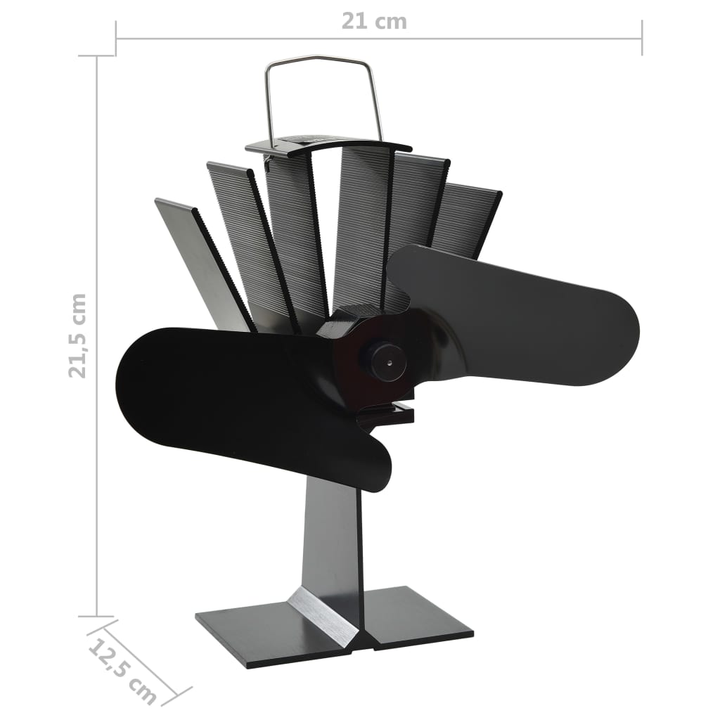 vidaXL Ventilateur de poêle alimenté par chaleur 2 pales Noir