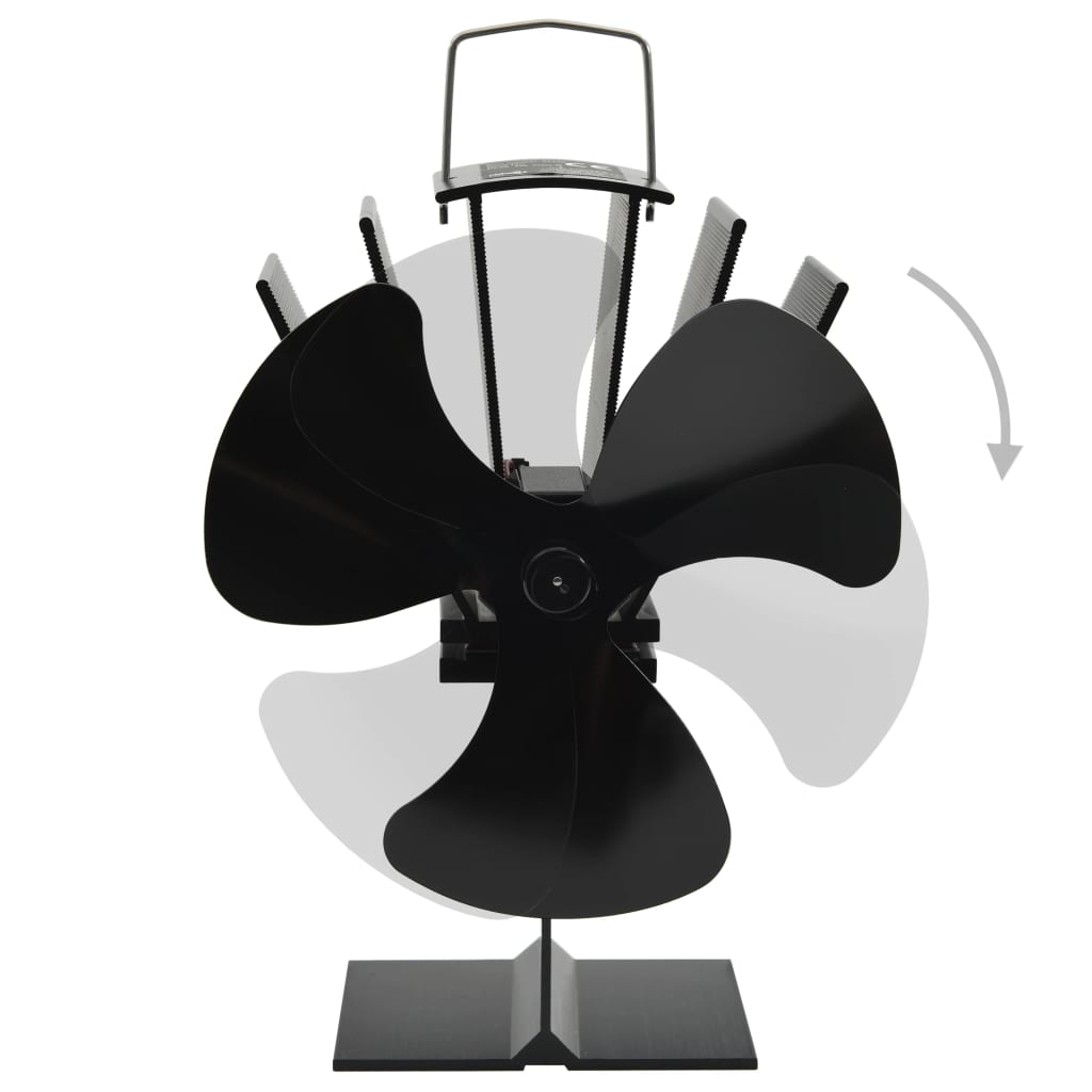 vidaXL Ventilateur de poêle alimenté par chaleur 3 pales Noir