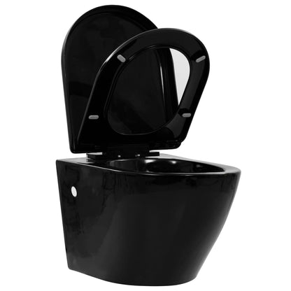 vidaXL Toilette suspendue au mur avec réservoir caché Céramique Noir