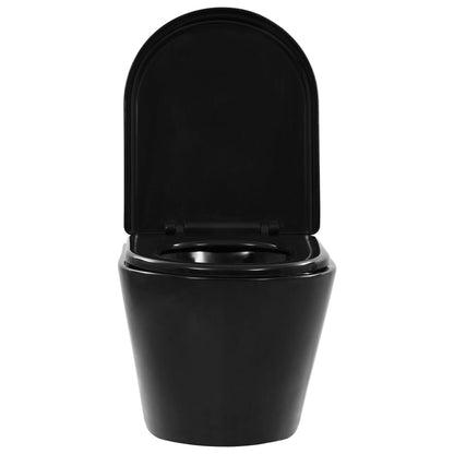 vidaXL Toilette suspendue au mur avec réservoir caché Céramique Noir