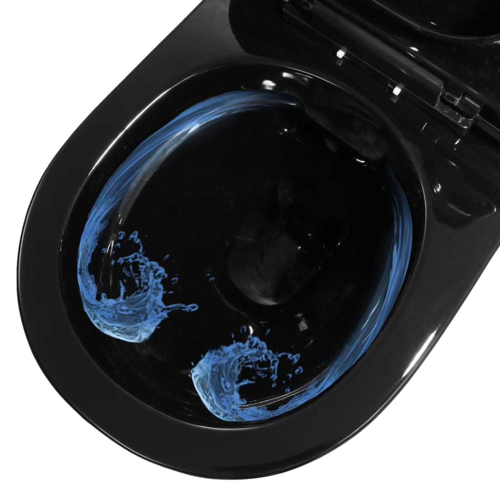 vidaXL Toilette suspendue au mur avec réservoir caché Céramique Noir