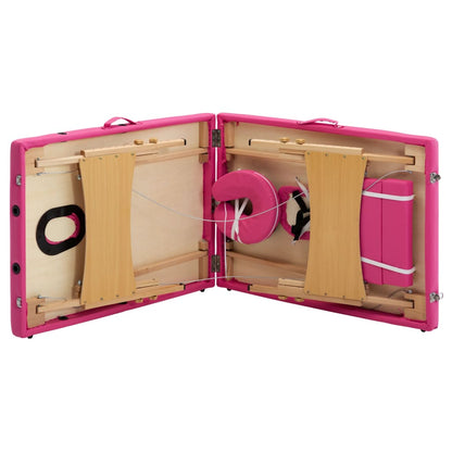 vidaXL Table de massage pliable 2 zones Bois Rose