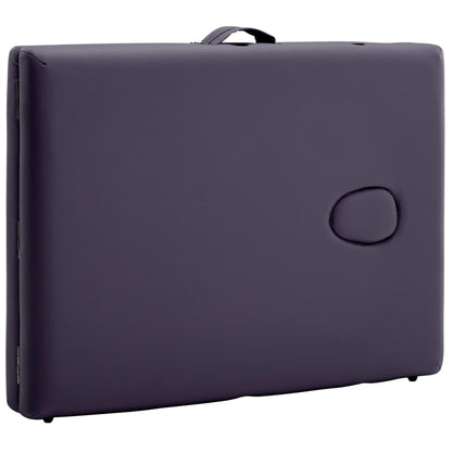 vidaXL Table de massage pliable 2 zones Bois Violet