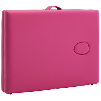 vidaXL Table de massage pliable 2 zones Aluminium Rose