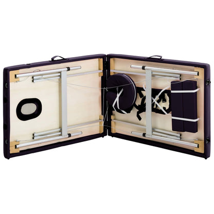 vidaXL Table de massage pliable 2 zones Aluminium Violet