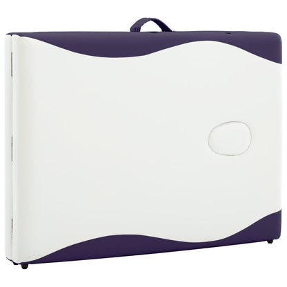 vidaXL Table de massage pliable 2 zones Bois Blanc et violet