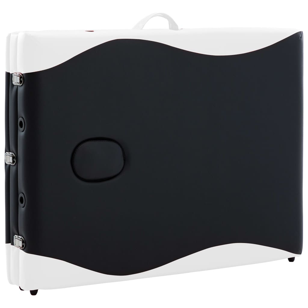 vidaXL Table de massage pliable 3 zones Bois Noir et blanc
