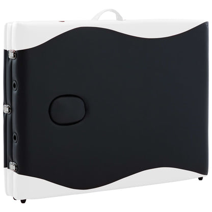vidaXL Table de massage pliable 3 zones Bois Noir et blanc