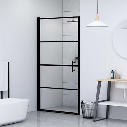 vidaXL Porte de douche Verre trempé 100x178 cm Noir