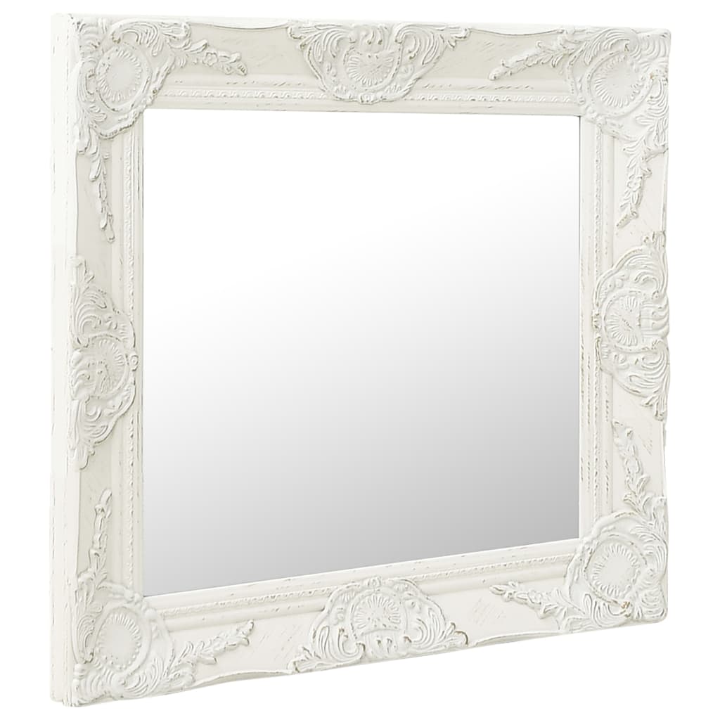 vidaXL Miroir mural style baroque 50x50 cm Blanc