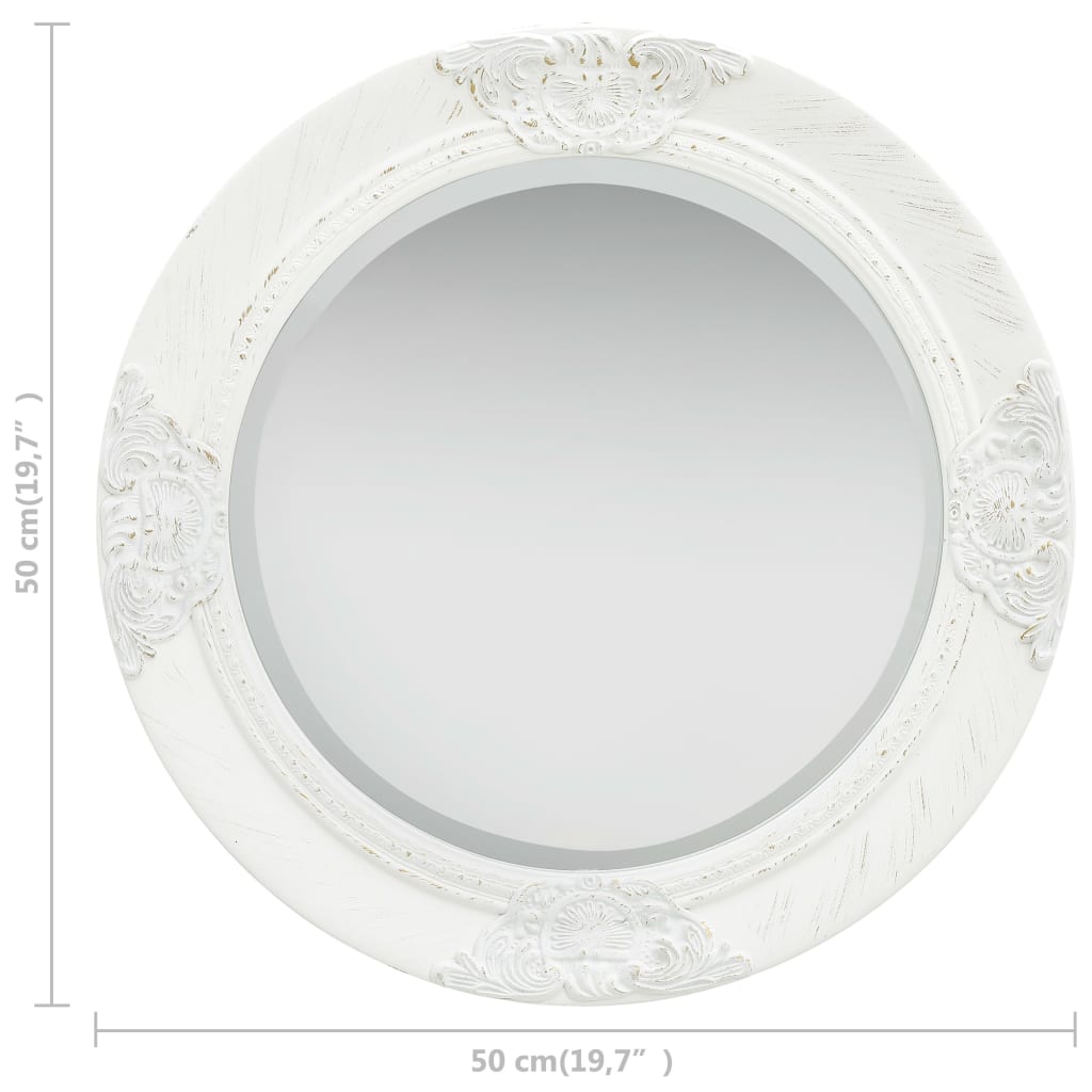 vidaXL Miroir mural style baroque 50 cm Blanc