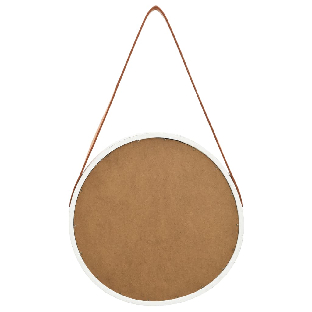 vidaXL Miroir mural avec sangle 40 cm Blanc