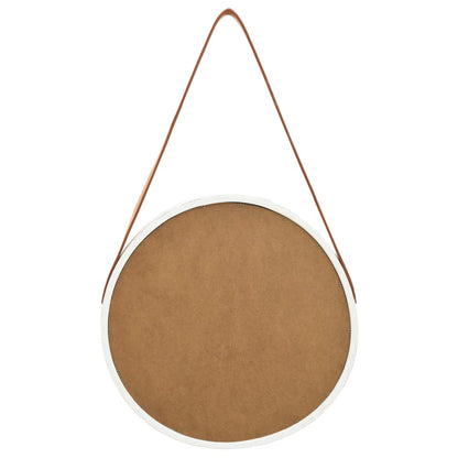 vidaXL Miroir mural avec sangle 40 cm Blanc