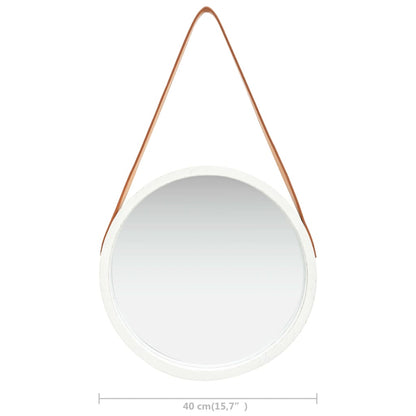 vidaXL Miroir mural avec sangle 40 cm Blanc