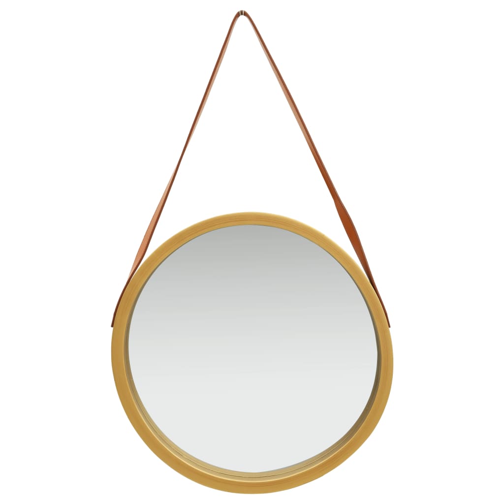vidaXL Miroir mural avec sangle 50 cm Doré