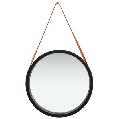 vidaXL Miroir mural avec sangle 50 cm Noir