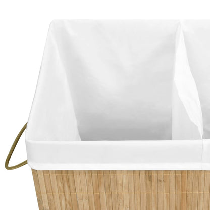 vidaXL Panier à linge avec 2 sections bambou 100 L