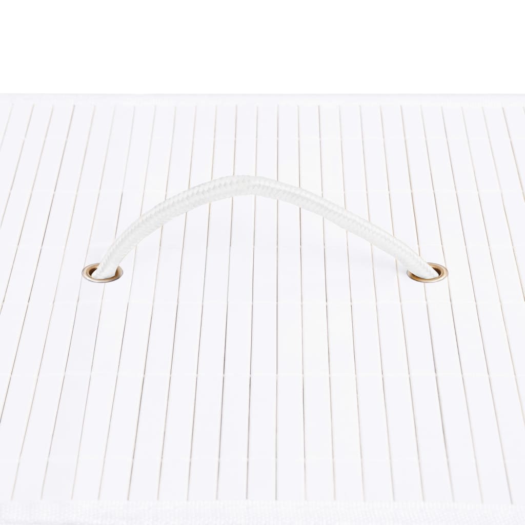vidaXL Panier à linge avec 2 sections bambou blanc 100 L