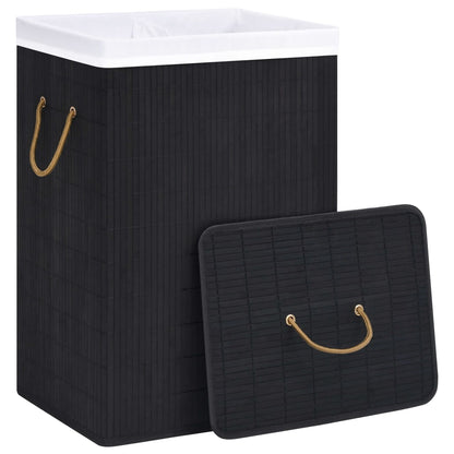 vidaXL Panier à linge avec 2 sections bambou noir 72 L