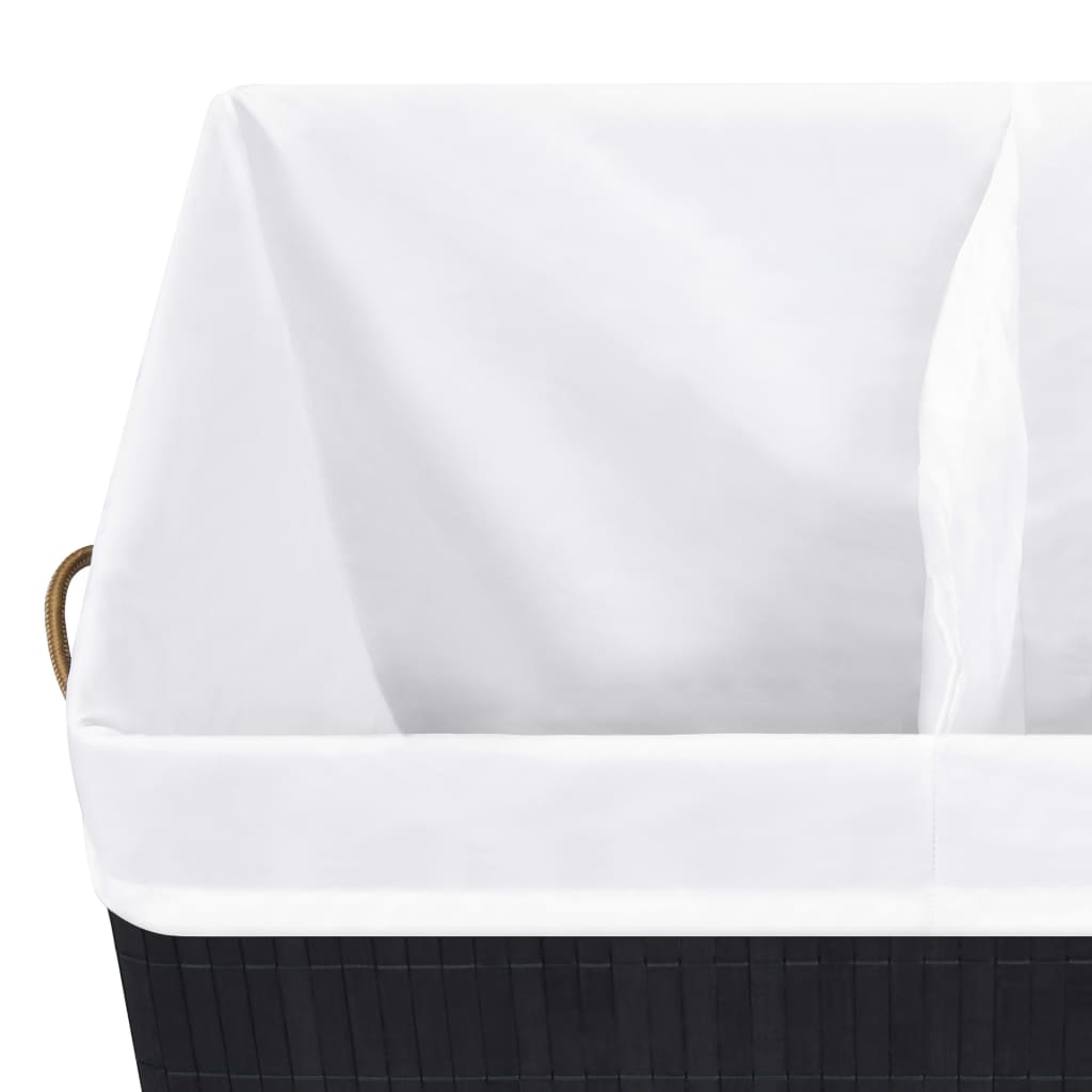vidaXL Panier à linge avec 2 sections bambou noir 100 L
