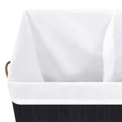 vidaXL Panier à linge avec 2 sections bambou noir 100 L