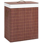 vidaXL Panier à linge avec 2 sections bambou marron 100 L