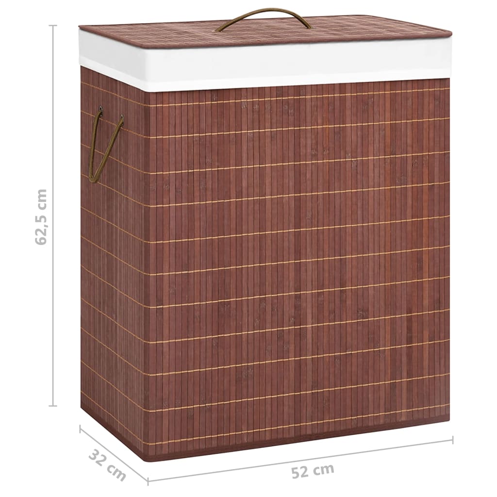 vidaXL Panier à linge avec 2 sections bambou marron 100 L