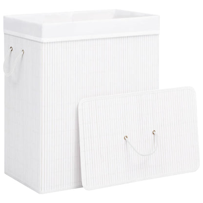 vidaXL Panier à linge avec une seule section bambou blanc 83 L
