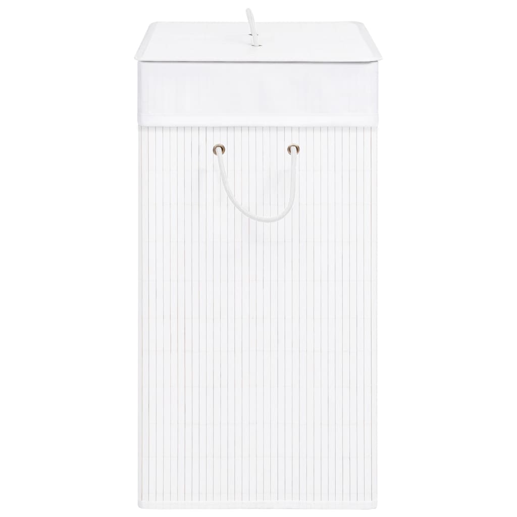 vidaXL Panier à linge avec une seule section bambou blanc 83 L
