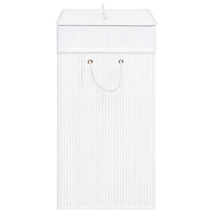 vidaXL Panier à linge avec une seule section bambou blanc 83 L
