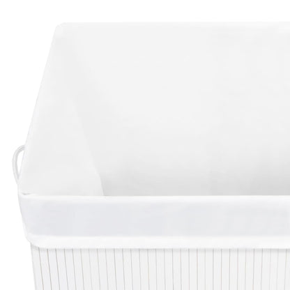 vidaXL Panier à linge avec une seule section bambou blanc 83 L