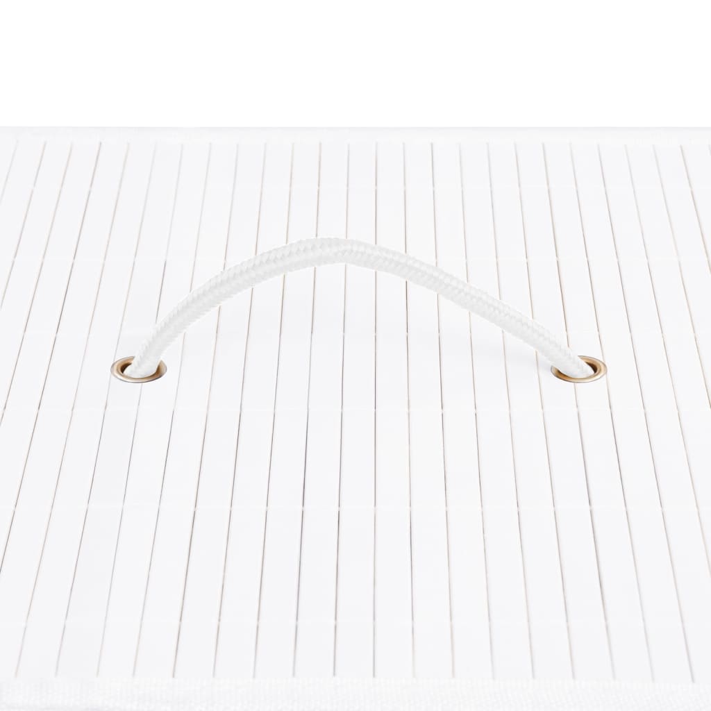 vidaXL Panier à linge avec une seule section bambou blanc 83 L