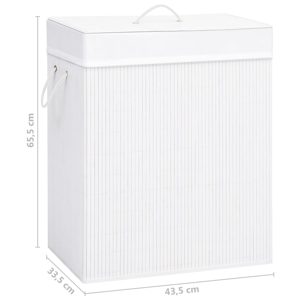 vidaXL Panier à linge avec une seule section bambou blanc 83 L