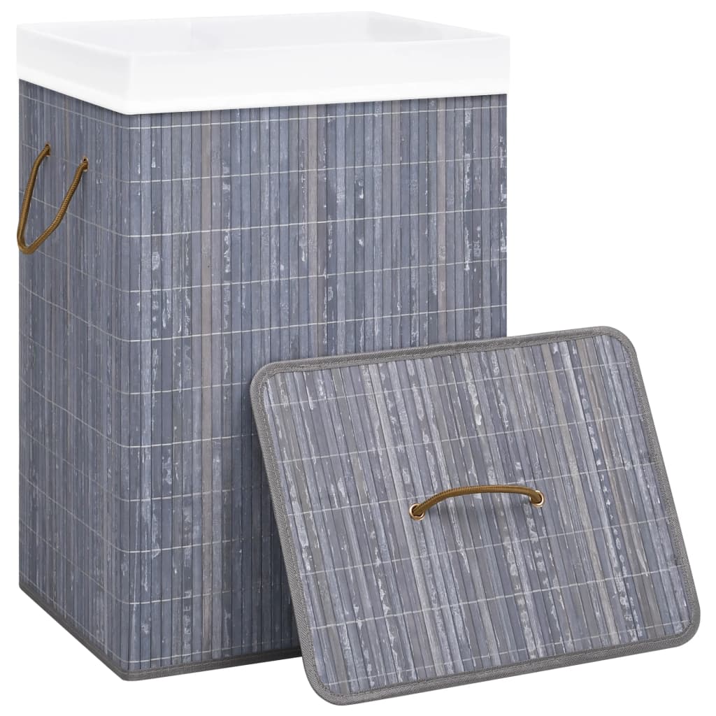 vidaXL Panier à linge avec une seule section bambou gris
