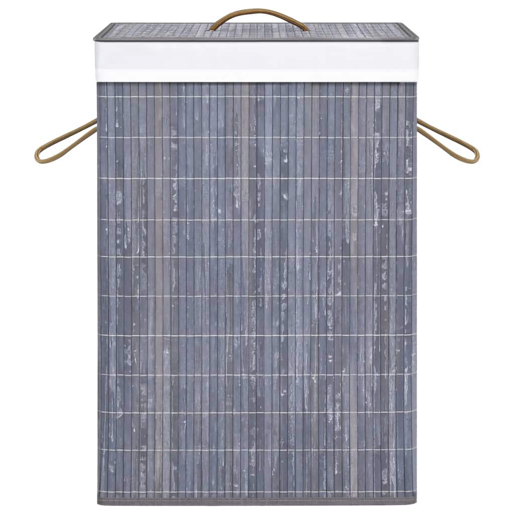 vidaXL Panier à linge avec une seule section bambou gris