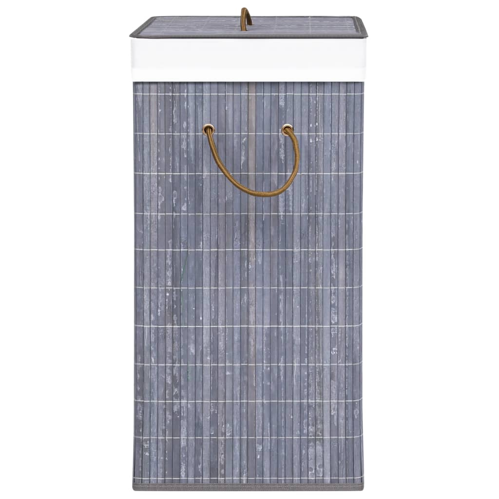 vidaXL Panier à linge avec une seule section bambou gris