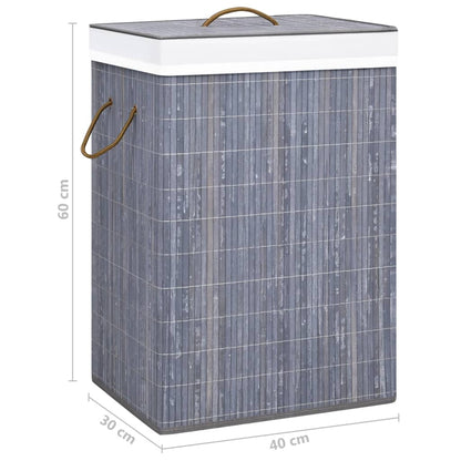 vidaXL Panier à linge avec une seule section bambou gris