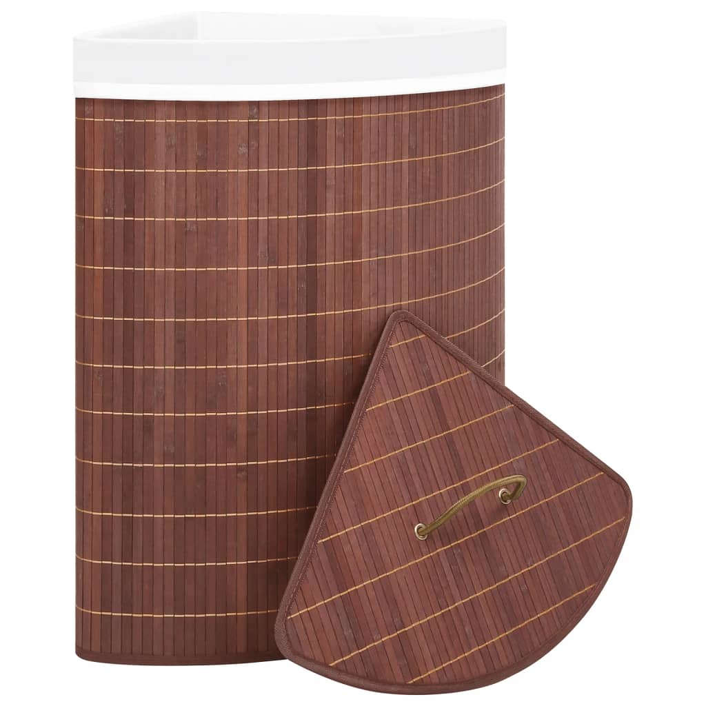 vidaXL Panier à linge d'angle Bambou Marron 60 L