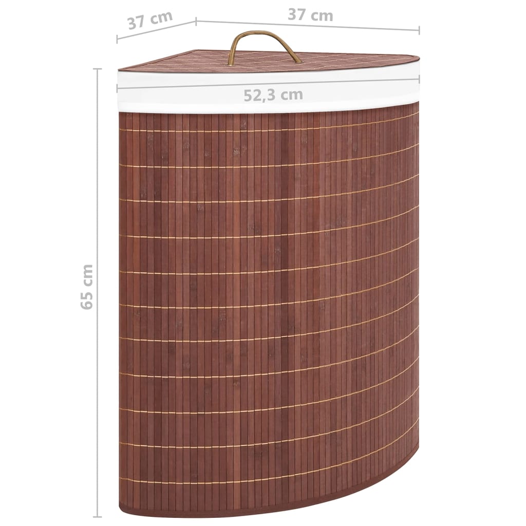 vidaXL Panier à linge d'angle Bambou Marron 60 L